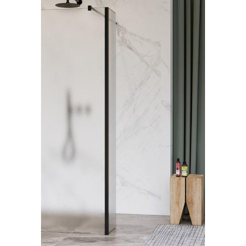 Fortifura Galeria zijwand - 50x200cm - glas - 8mm - met hoekprofiel - mat zwart SW925329