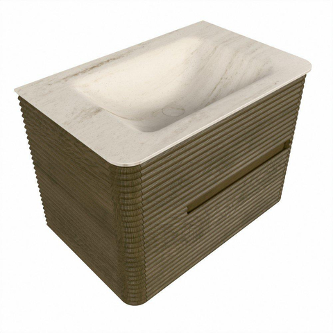 Mondiaz CIRO-DLUX Ensemble de meubles de salle de bains - 70x45x50cm - lavabo en solid surface Meli - 1 vasque au milieu - sans trous de robinet - 2 tiroirs - Dusk SW1533133