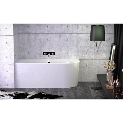 Plieger Kansas Baignoire d'angle - 155x80x60cm - angle gauche - avec arrivée d'eau - avec garniture de vidage et de trop-plein - avec pieds - acrylique - blanc SW1027754