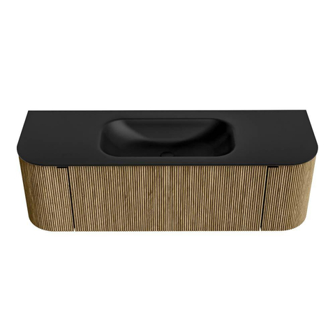 Mondiaz KURVE Ensemble meuble de salle de bains - 140x46x40cm - 1 tiroir - 2 portes - lavabo solid surface - centre - 1 trou de robinet - Dusk SW1415113