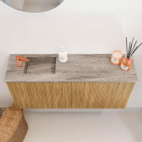 Mondiaz JOYA-DLUX 90cm meuble de toilette - couleur Chêne - Vasque FAYE position Gauche 1 trou de robinet couleur Oza. SW1424101