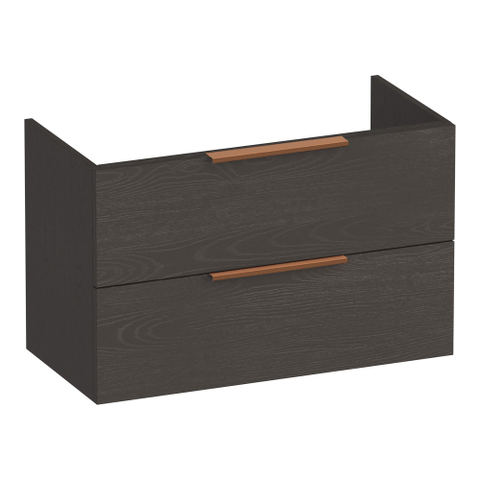BRAUER Elevate meuble sous-lavabo peu profond 80 sans poignées rapportées 2 tiroirs à fermeture douce et 1 découpe pour siphon - Timber Anthracite SW1200256