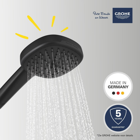 Grohe Vitalio Comfort QuickFix Handdouche - diameter 11cm - 2 straalsoorten - 7.4l/min - matte black (mat zwart) SW1126562