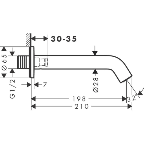 Hansgrohe Tecturis s baduitloop - mat zwart SW918621