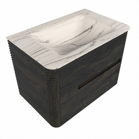 Mondiaz CIRO-DLUX Badkamermeubelset - 70x45x50cm - Solid surface wastafel Nata - 1 wasbak Midden - 1 kraangat - 2 lades - Shadow SW1532555