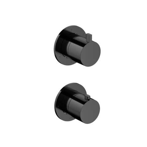 Hotbath Ace Afbouwdeel - voor inbouwthermostaat - 3-weg - omstel - PVD - gepolijst zwart SW1117603