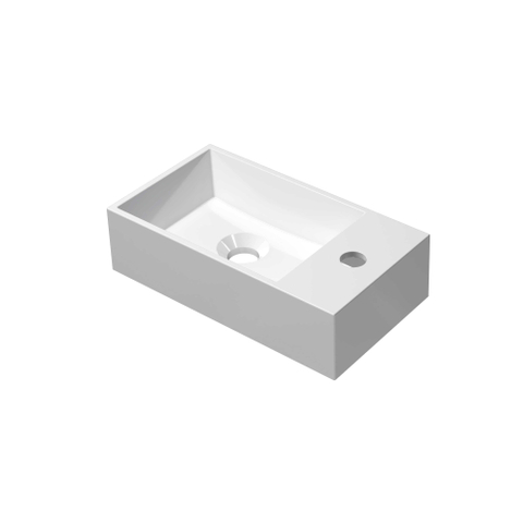INK Contra Lavabo compact - 40x22x12cm - vasque à gauche - 1 trou de robinet - polystone blanc brillant GA42249