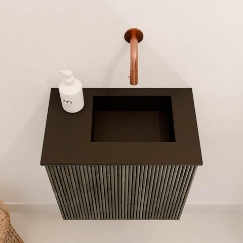 Mondiaz JOYA 40cm meuble de toilette - couleur Shadow - Vasque FAYE position Droite Sans trou de robinet couleur Urban. SW1421480