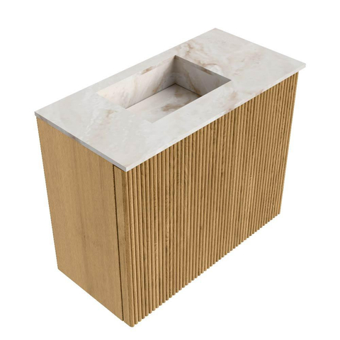 Mondiaz JOYA-DLUX Meuble de toilette 50cm - couleur Oak - Lavabo FAYE position Gauche Sans trou de robinet couleur Frappe SW1421872