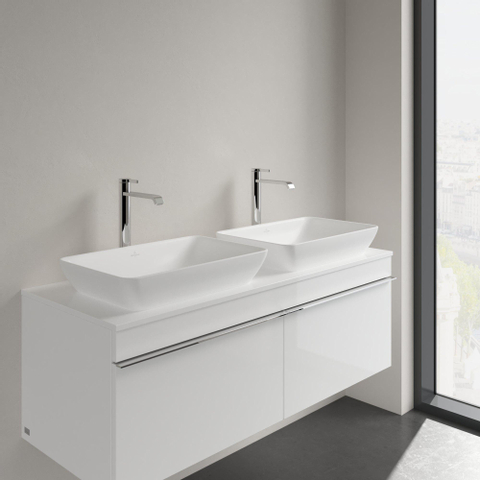 Villeroy & Boch venticello semi - inbouw opzetwastafel - zonder kraangat - 55x36cm - met overloop CeramicPlus - Stone White (mat wit) SW209648