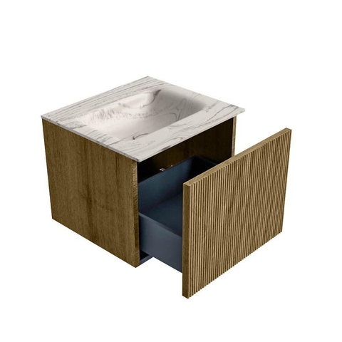 MONDIAZ KURVE-DLUX Meuble de salle de bains 50 cm couleur Dusk avec 1 tiroir et 0 porte. Lavabo GRUNNE Central 1 trou de robinet Nata. SW1432351