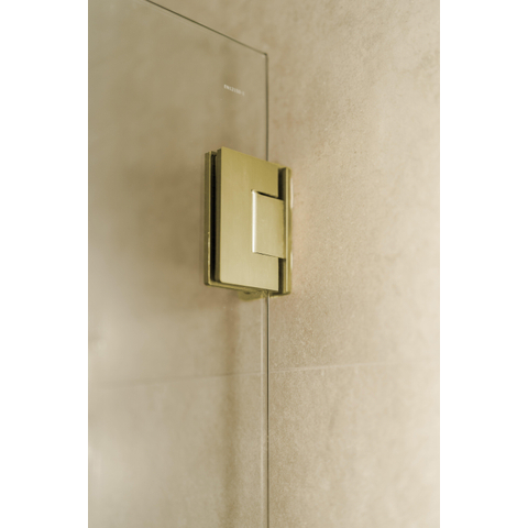 Fortifura Galeria Cabine de douche - 90x120x200cm - charnières - poignée de porte - plan - verre fumé - Laiton brossé PVD (Or) SW1222168