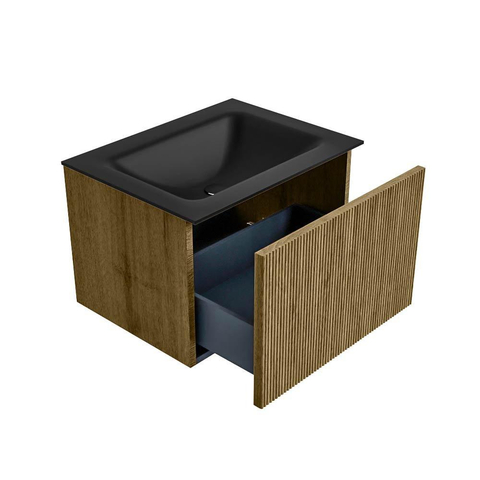 Mondiaz KURVE Badkamermeubelset - 60x46x40cm - 1 lade - wastafel solid surface - midden - zonder kraangat - Dusk SW1415081