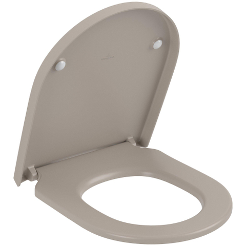 Villeroy & Boch Subway 3.0 closetzitting - met deksel - met softclose en quick release - 43.8x37.4x4.2cm - mat almond (beige) SW762366