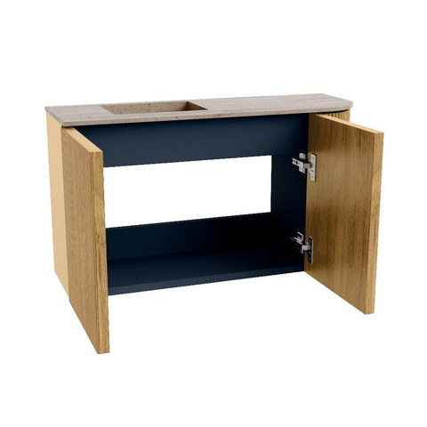 Mondiaz JOYA-DLUX Meuble de toilette 71.6cm - arrondi droit couleur Chêne - Vasque FAYE position Gauche Sans trou de robinet couleur Saba SW1424198