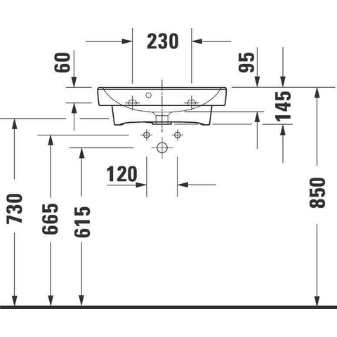 Duravit No.1 - No.1 - wastafel - 500mm - met overloop - 1 kraangat midden - hoogglans wit SW723751