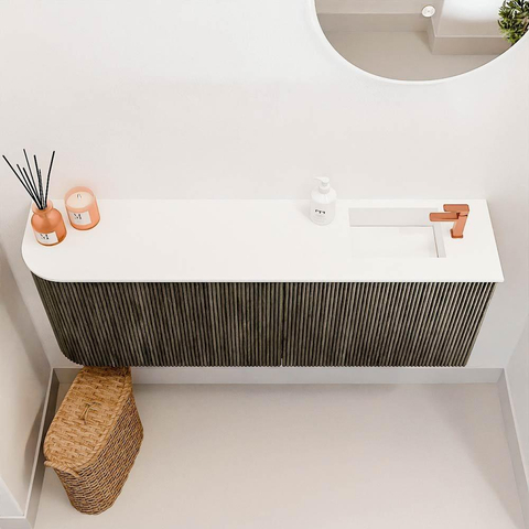 Mondiaz JOYA 111.6cm toiletmeubel - ronding links kleur Shadow - Wastafel FAYE positie Rechts 1 kraangat kleur Talc. SW1421456