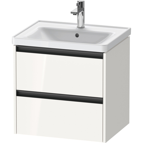 Duravit Ketho 2 wastafelonderbouwkast met 2 laden 58.4x45.5x54.9cm met grepen antraciet hoogglans wit SW772942