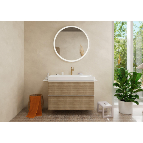 Hansgrohe Xarita Lite S miroir – rond Ø 90 cm – Éclairage LED – chauffage de miroir, à intensité variable – Blanc mat SW1165139