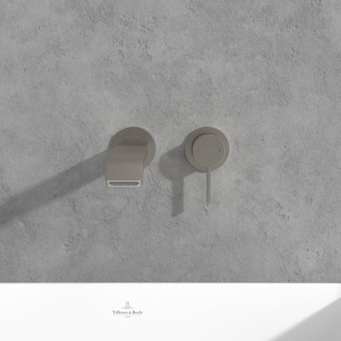 Villeroy & Boch Dawn wastafeluitloop set - zonder pop up - wandmontage afbouwdeel - Brushed Nickel (rvs) SW974312
