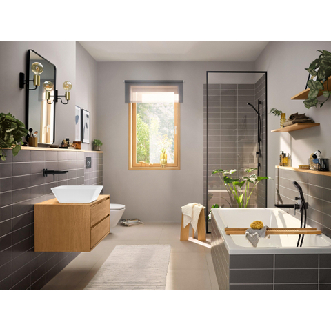 Hansgrohe Rebris e 1 greeps wastafelkraan - inbouw - wandmontage - met uitloop 20 cm - mat zwart SW796583