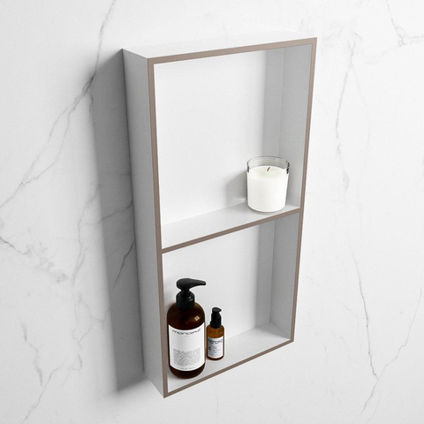 Mondiaz Easy nis 29.5x59.5x8cm voor Inbouw/opbouw 2 open vakken Solid surface Talc/Smoke SW643766