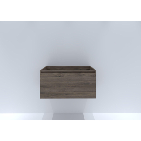 H&R Badmeubelen Matrix Wastafelonderkast - 80x44.8x40cm - 1 lade - greeploos met greeplijst - espresso SW530200