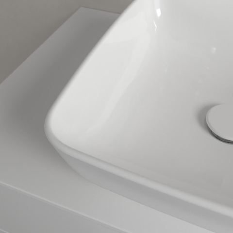 Villeroy & Boch Artis opzetwastafel vierkant - 41x41x12.5cm CeramicPlus - zonder kraangat - zonder overloop - Stone White (mat wit) SW209531
