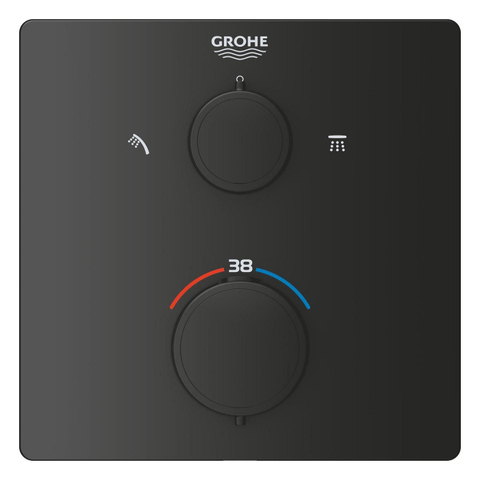 Grohe Precision Showerset - compleet - handdouche diameter 11cm - 2 straalsoorten - hoofddouche 25x25cm - inbouw douchekraan thermostatisch - vierkant - met omstel - matte black (mat zwart) SW1126884