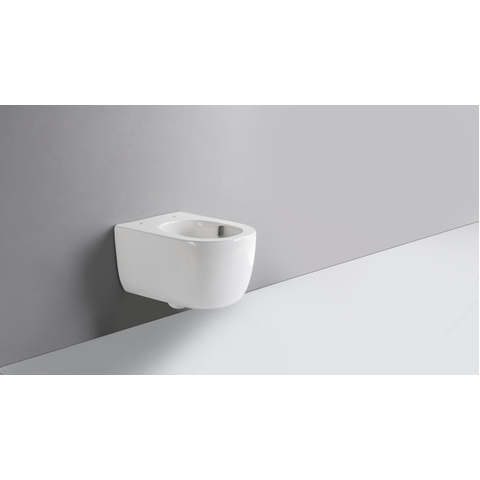 QeramiQ Lago twist Wandcloset - 36.5x53.0cm - diepspoel - rimless - met zitting - glans wit OUTLETSTORE STORE44577