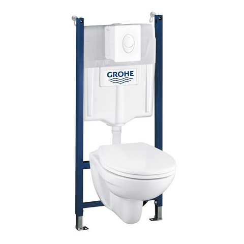 GROHE Solido Bau Pack WC - réservoir encastré - abattant à fermeture douce - plaque de déclenchement blanche - brillant blanc SW94442