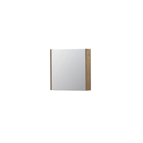INK SPK1 Spiegelkast - 60x14x60cm - 1 deur - dubbelzijdige Spiegel - schakelaar en stopcontact - MDF Fineer Ash grey SW439721