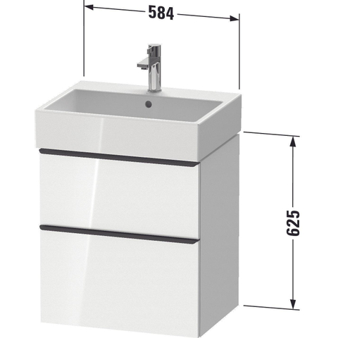 Duravit D-Neo wastafelonderkast 58.4x62.5x44.2cm 2 lades Eiken (zwart) Mat SW640936