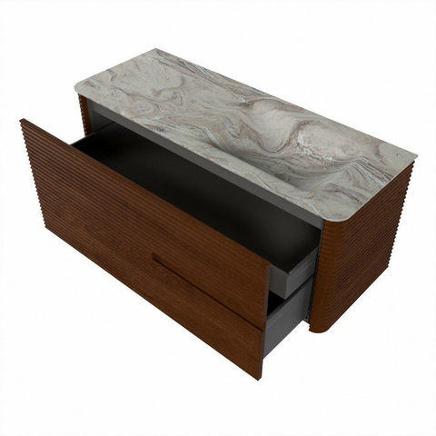 Mondiaz CIRO-DLUX Badkamermeubelset - 120x45x50cm - Solid surface wastafel Glace - 1 wasbak Rechts - 1 kraangat - 2 lades - Ruby SW1531660