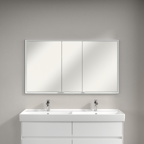 Villeroy & Boch My View Now My view - inbouw spiegelkast - 130x75cm - 3 deuren - 3 contactdoos LED - zilver SW641678