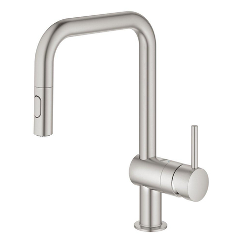 Grohe Minta Keukenkraan - draaibare/uittrekbare uitloop - 2 straalsoorten - Brushed Supersteel (RVS) SW225335