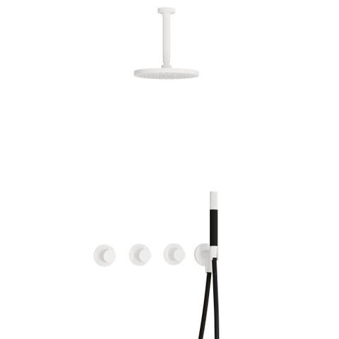 Hotbath Cobber IBS70 Regendoucheset - inbouw - 15cm plafondarm - 20cm ronde hoofddouche - staafhanddouche - mat wit SW678201