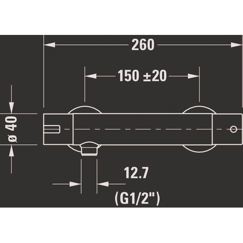 Duravit B.2 Thermostatische douchemengkraan - opbouw - 260x1135x40mm - hoogglans chroom SW500276