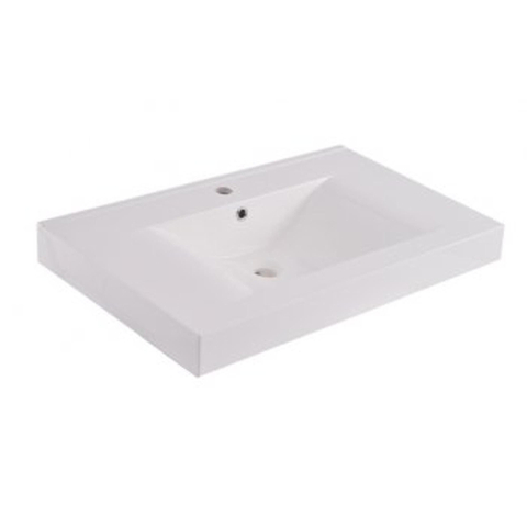 Xellanz Tigris wastafel - 80x46x8cm - 1 kraangat - polybeton - glans wit SW373559