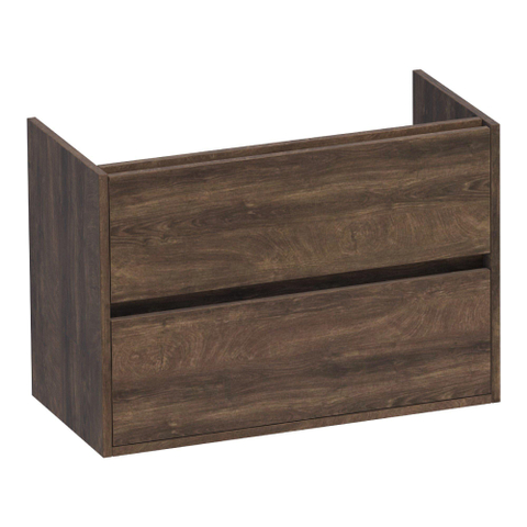 BRAUER Adore meuble lavabo peu profond - 80x39x55cm - 2 tiroirs softclose - sans poignées - 1 découpe pour siphon - Chêne brut SW1198467