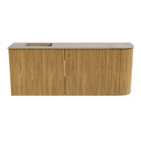 Mondiaz JOYA-DLUX 101.6cm toiletmeubel - ronding rechts kleur Oak - Wastafel FAYE positie Links Zonder kraangat kleur Arena. SW1423880