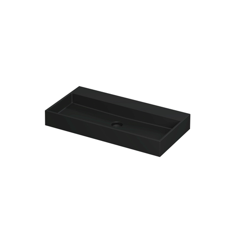 Ink United lavabo - 90x45x11cm - vasque centrée - sans trou de robinet - noir mat SW207332