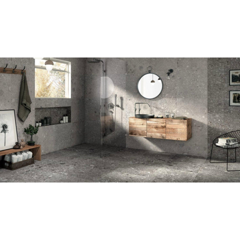 Vtwonen Carrelage de sol et mural Composite 60x60cm 9mm rectifié R10 porcellanato Gris Foncé SW367678