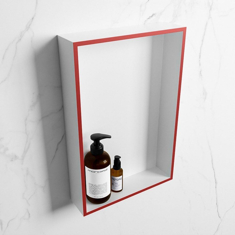 Mondiaz Easy nis 29.5x44.5x8cm voor Inbouw/opbouw 1 open vak Solid surface Talc/Fire SW643644
