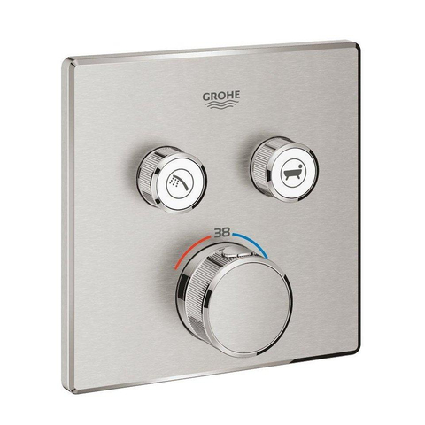 Grohe SmartControl Doucheset - inbouwthermostaat - inbouwbox - hoofddouche - handdouche - wandaansluitbocht - doucheslang - Brushed Supersteel (RVS) SW1208389