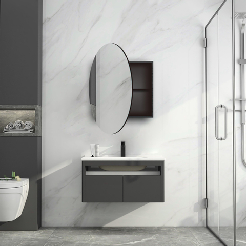 Adema Lonato miroir – Ø 60 cm – sans éclairage – Noir mat SW640032