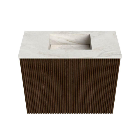 Mondiaz JOYA-DLUX Meuble de toilette 50cm - couleur Walnut - Vasque FAYE position Milieu Sans trou de robinet couleur Ostra. SW1422564