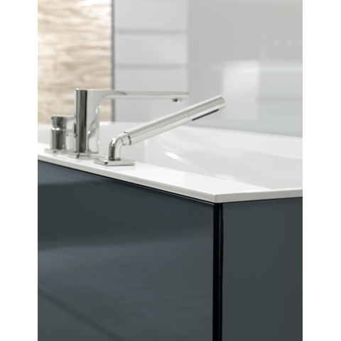 Villeroy & Boch Squaro edge 12 bad quaryl rechthoekig - 190x90x45cm - inclusief poten en afvoer /overloopcombinatie - glans wit 0942248