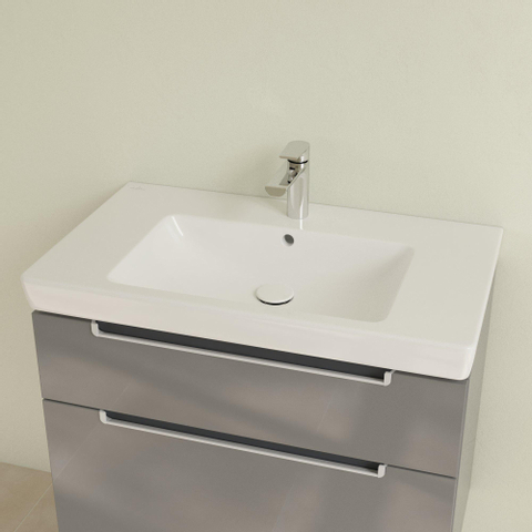 Villeroy & Boch Subway 2.0 wastafel - 80x47cm - 1 kraangat ongeslepen - met overloop - keramiek - White Alpine (glans wit) 1024064