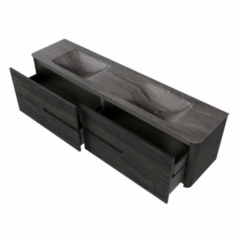 Mondiaz CIRO-DLUX Ensemble de meubles de salle de bains - 190x45x50cm - Plan-vasque solid surface Oza - 2 lavabos double - 2 trous de robinet - 4 tiroirs - Shadow SW1532679